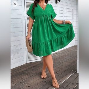 SHEIN LUNE Plus Surplice Neck Ruffle Hem Dress
